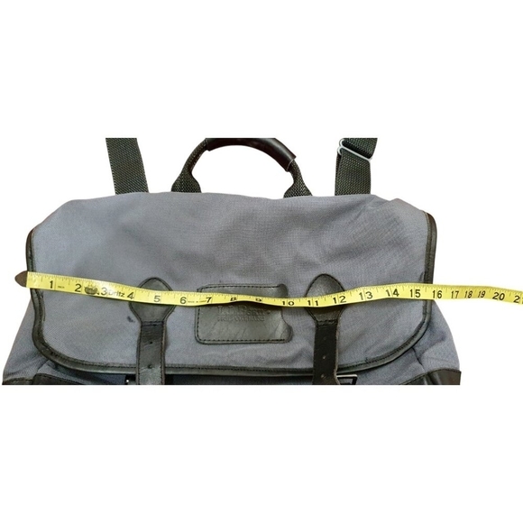 Vintage LL Bean Blue Leather Canvas Fishing Messenger Buckle Bag Leather Tag - Picture 15 of 16